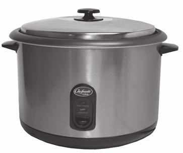 $314 CPSKB1 Chefmate by Globe RICE COOKER / WARMER Single switch controls cook and warm cycles Cooks up to 25 one-cup