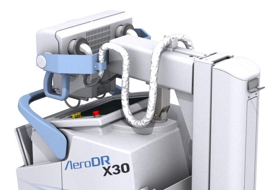 The two independent motors together with the large wheels make the AeroDR X30 very suitable for use in constricted spaces. The system can be controlled with just one hand.
