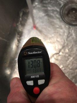 Water heater temperature is in excess of 120 degrees, recommend adjustment to prevent accidental scalding. 3.