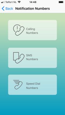 19 ENGLISH You can set up to five phone numbers which should receive a text message, should be called during an alarm event or to