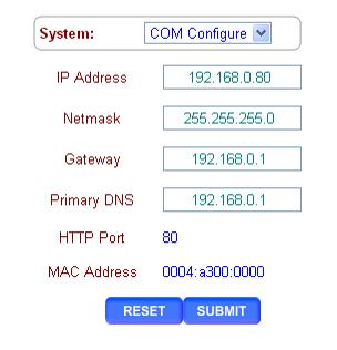 Ethernet System The default IP address is 10.10.6.