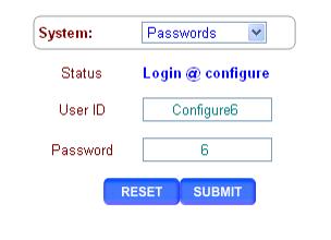 Configure Level users can change control & feed methods The admin level user can change all other users Access Level This