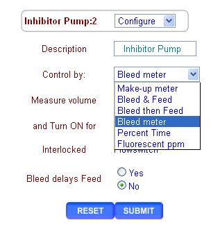 Controls Configure 1 of 4 Make- up or Bleed meter provides reliable & accurate feed controls. Bleed & Feed and Bleed then Feed typically used on smaller towers.