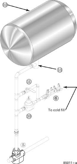 Figure 15 Piping closed-type expansion tank Pipe diaphragm- or bladder-type expansion tanks to the bottom of the separator.