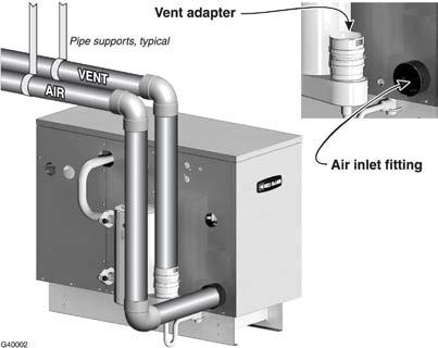 Vent and air piping and boiler connections DIRECT EXHAUST & DIRECT VENT Figure 59 Boiler vent and air connections Follow termination instructions 1.
