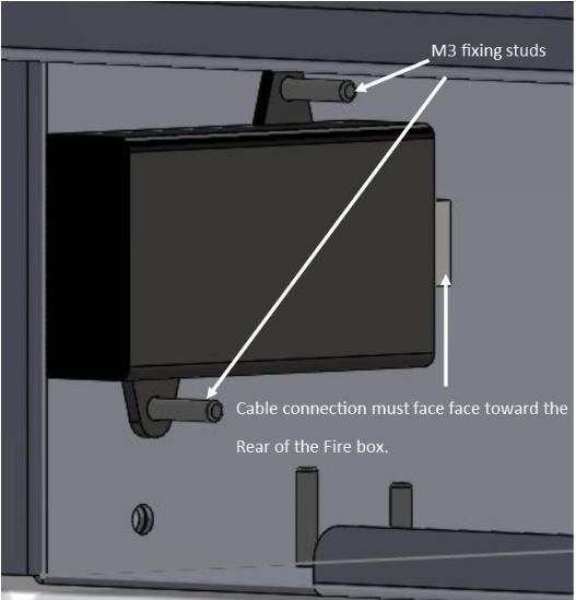 (Please note when installing the dongle with appliances using a four sided trim option. The studs with the base of the fire box unit should be used.