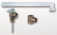 Installation kit 2 Supplied with a temperature and pressurerelief valve, a brass T 3/4 NPT, a 90 horizontal