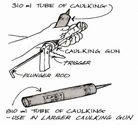 The most common and easiest form of caulking to use comes in 310 ml (11oz) tubes and is applied by using a standard caulking gun. As shown in Figure 9, large-sized tubes are also available.