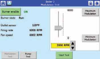 Modulation Test: enables the user to verify that the burner is firing at the correct rate. (See Figure 72.) b. Pump Test: enables the user to verify that the correct pump is on or off.
