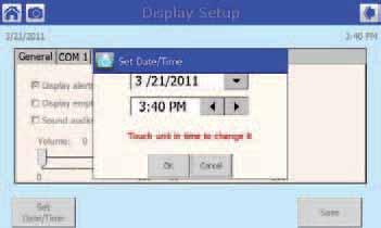 b. Press the CANCEL button to exit without changing the time or date. Set the date and time to ensure accuracy of time stamping for faults and alerts stored by the Sola control.
