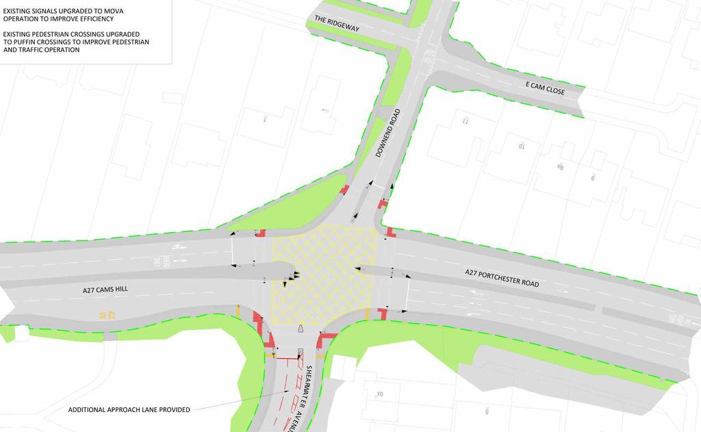 4m TIE INTO SECTION A-A SCALE BAR @ 1:5 The new homes would be accessed from ownend Road where the existing junction will be upgraded to provide a right-turn pocket and improved pedestrian