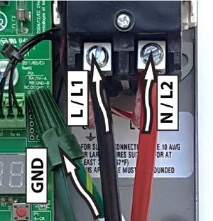 2. The power leads are to be secured to the L1 and L2 or L and N connectors on the terminal block or