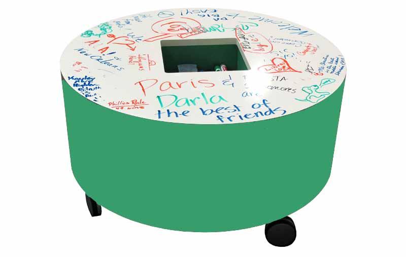 Write, draw, play The Whiteboard table uses erasable laminate for the top s surface.