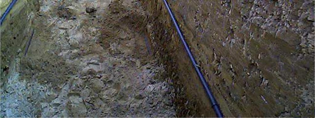 trench wall Geothermal pipes are