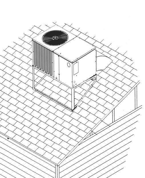 FIGURE 2 PACKAGED HEAT PUMP OUTSIDE SLAB INSTALLATION, BASEMENT OR CRAWL SPACE DISTRIBUTION SYSTEM FIGURE 3 PACKAGED HEAT PUMP PITCHED ROOFTOP INSTALLATION, ATTIC OR DROP CEILING DISTRIBUTING SYSTEM.