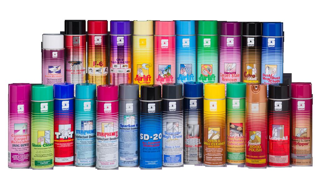 A Complete Line of Convenient Aerosols Spartan s aerosol line provides quality Spartan solutions with convenient and controlled dispensing.