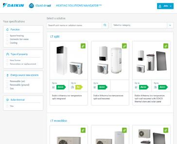 Supporting tools Heating Solutions Navigator HSN provides the best fit solution for your customers home: User-friendly interface showcases the wide array of