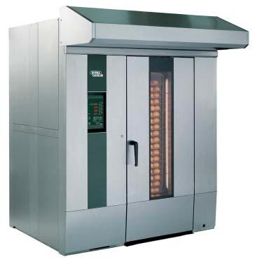 Rack oven model V40 with E-panel and optional canopy. The V-series. Unique combination of oven features giving the highest performance and best baking results.