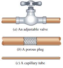 Joule Thomson Coefficient When a fluid passes through a restriction such as a porous plug, a capillary tube, or an ordinary valve, its pressure decreases.