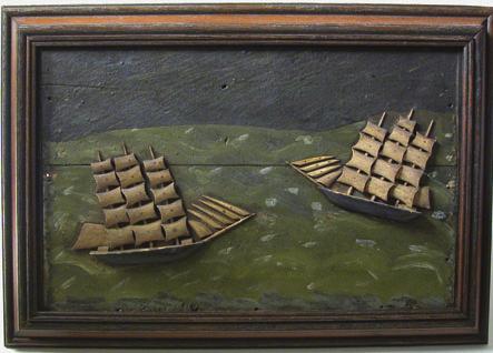 CARVED AND PAINTED MARITIME PLAQUE, made by