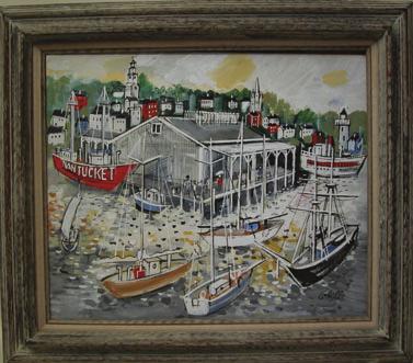 149. CHARLES COBELLE (CONNECTICUT/FRANCE 1902-1994) Nantucket s Steamboat Wharf, oil