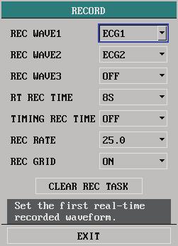 4.4.4 Recorder Setup Select RECORD>> in SYSTEM SETUP menu. The following menu appears.