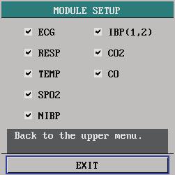 4.4.7 Module Setup Select MODULE SETUP>> in SYSTEM SETUP menu. The following menu appears.