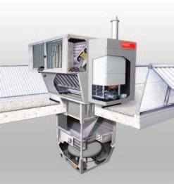 RoofVent LKW is similar in design to RoofVent LHW: It supplies fresh air and maintains the right temperature in high spaces and incorporates a plate heat exchanger.