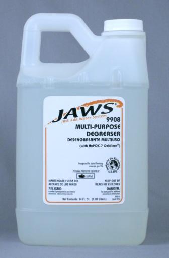 JAWS 9908 MULTI-PURPOSE DEGREASER Environmentally preferable surface cleaner that incorporates a pure blend of Hydrogen Peroxide and is now DfE certified.
