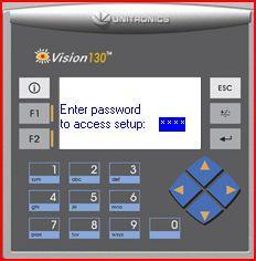 Password protected parameters Password 1234 - From any screen press ESC until the OPM3000 Display, setup and about screen is visible. Scroll to Setup and press the return/enter button.