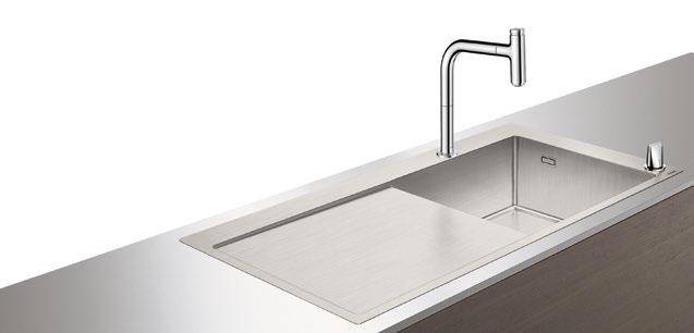 This makes the ordering and planning process easier, because the complete combo has the same item number. The sink combos are available with mixer in chrome (-000) or stainless steel look (-800).