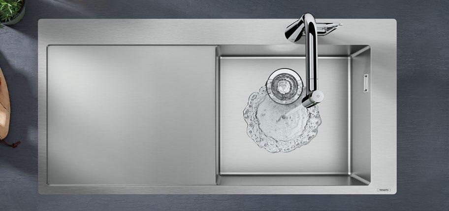 hansgrohe Sink 450 with drainer 49 Dimensions in mm Recommended mixer 744 301 a b a, b, c = Ø 3 5 493 449 410 75 48 410 370 370 410 510 42 1045 c R 10 25 M7116 -H220 # 73800, -000 Single lever