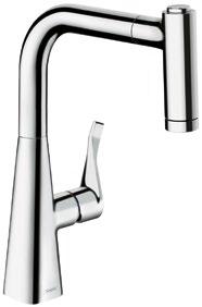 hansgrohe Series 71 73 Series 71 M7116 -H320 Single lever kitchen mixer 320 with pull-out spray, two spray types ComfortZone 320 plenty of freedom and increased range around the sink for your daily