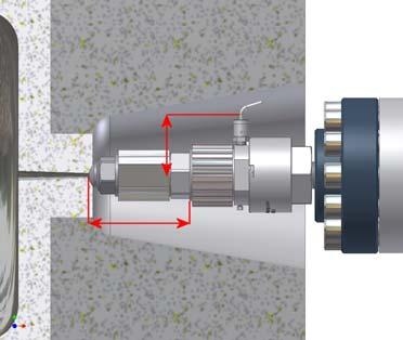 Risk of collision by diving into the mold P The star in the graphic represents an exposed area of the nozzle.