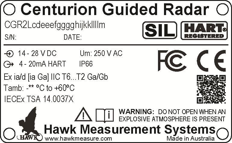 6.2. Product Identification: An image of the IECEx marking nameplate is shown below.