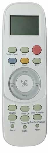 Remote Controller Note: TURBO/QUIET modes are only available when the unit is under cooling or heating mode (not for auto or fan mode). 7 9 5 7 8 Power Button Press the ON/OFF the unit.