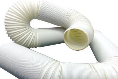 PP Air Hose Hose wall made of PP film and reinforced with extra strong spring steel wire. Capable of axial compression in to fixed position. A self supporting hose which can take any shape / position.