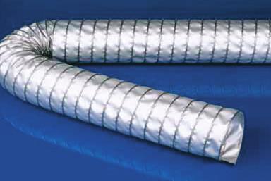 Glass Fabric High Temp. Hose up to 1100 C High Temperature Clip 1100 LW Hose Kevlar - Silicon Hose CL 300 C 3 ply. PU coated high temperature fabric. reinforced by woven in stainless steel wire.