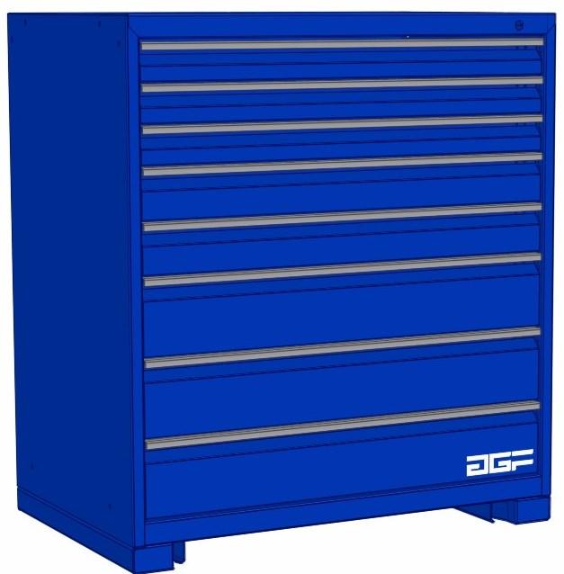 STORAGE CABINETS CF27 Series > Cabinets CF27 Series - Preconfigured models 40" H B1 CONFIGURATION - 8 Drawers CABINET CF27-40'' high B1 configuration Includes 2" high forklift relocation bases with