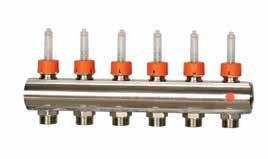 C3) FIXED POINT REGULATION MANIFOLDS FOR UNDERFLOOR HEATING SYSTEMS LOW AND HIGH TEMPERATURE - WITH BUILT-IN MIXING GROUP Art. 1013 - Art. 1014 Delivery manifold with flowmeters. Male outlets.