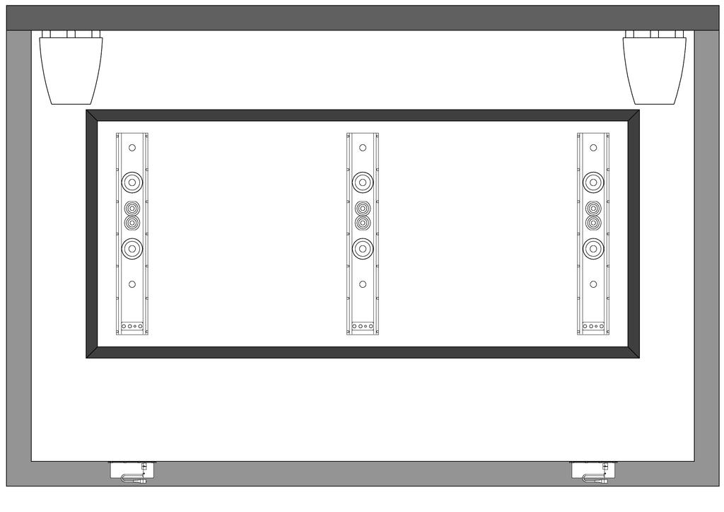 REFERENCE SYSTEM: LEFT, CENTRE & RIGHT DSP320 Loudspeaker Front ATMOS Channels Frontier Projection Screen DSP640 Loudspeaker Front Left DSP640 Loudspeaker Front Right DSW Subwoofer DSP640 Loudspeaker
