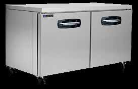 MBU-A SERIES Solid Door Undercounter/Worktable Refrigerators & Freezers FUSION SERIES MBUF/MBUR60A MODEL REFRIGERATORS DIMENSIONS (in.) L D H* 35 VOLTS UNIT CAP. AMPS H.P. CU. FT.
