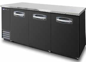 MBBB SERIES Solid Door Backbar Refrigerators FUSION SERIES MBBB79 DIMENSIONS (in.) CAPACITY 12 OZ. CANS/ 12 OZ. BOTTLES UNIT MODEL L D* H VOLTS AMPS H.P. MBBB59 59 29 5 /8 37 115 6.
