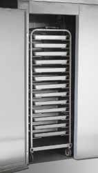 Standard stainless steel pan racks are capable of holding 260