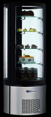 Cake Display Key Specification Refrigerant: R134a/R290a Brilliant LED illumination on 2 side Digital temperature controller and display Adjustable glass shelves Double Glazing class Ventilated