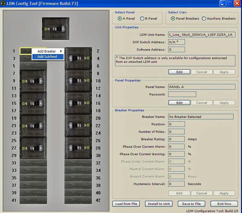 Operation 5.5.12 Adding a Subfeed Breaker Check to make sure the location for the new breaker does NOT have a breaker already assigned. If it does, first remove that breaker assignment (see 5.5.13 Delete a Circuit Breaker/Subfeed Breaker), then return to this procedure.