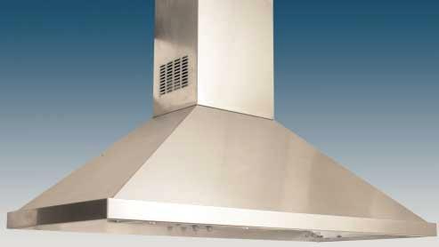 duct spigot supplied. Type 195 or type 252 charcoal filter required if recirculating. Adjustable chimney flue. 60cm and 90cm widths. Finish: inium.