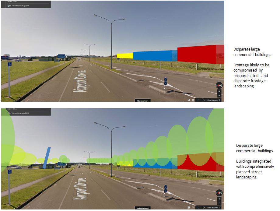 avenue effect, potentially signalling the main airport entrance and integrating potentially disparate