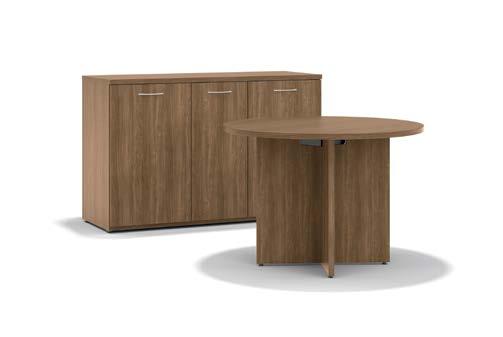 3 FIND YOUR FAVORITE MEETING ROOM / SMALL CONFERENCE (24 SEATS) Laminate Base Conference Set Includes: Round Table and Small Storage Cabinets MIXED MATERIALS POWER OUTLETS STORAGE 100