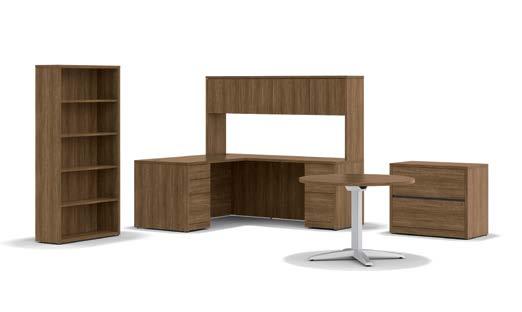 Available in RIGHT or LEFT handed $4,767 *$4,982 PO105LL002 Deluxe LShaped Desk Set Includes: Bookcase, File Cabinet, Round Table, and Overhead Cabinets OVERALL SIZE STORAGE DESK SPACE